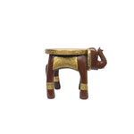 Wooden Brass Work Elephant Stand