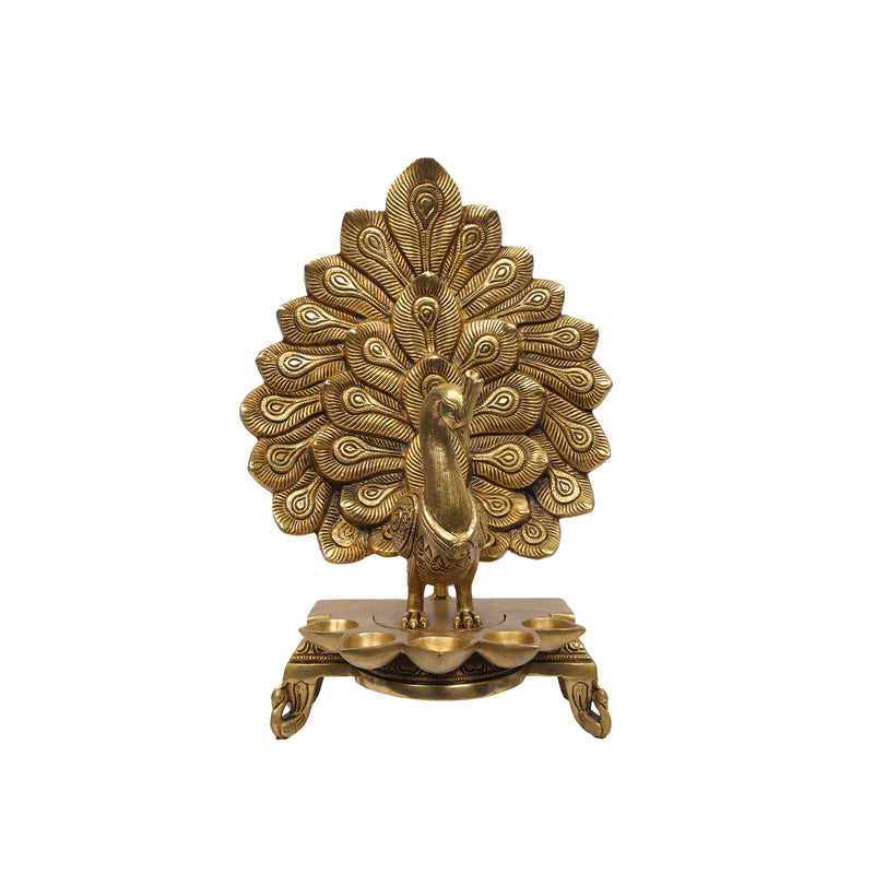 Brass Peacock Deepak Stand