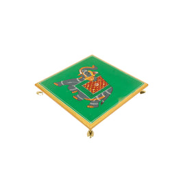 Handcrafted Chowki with Elephant Design