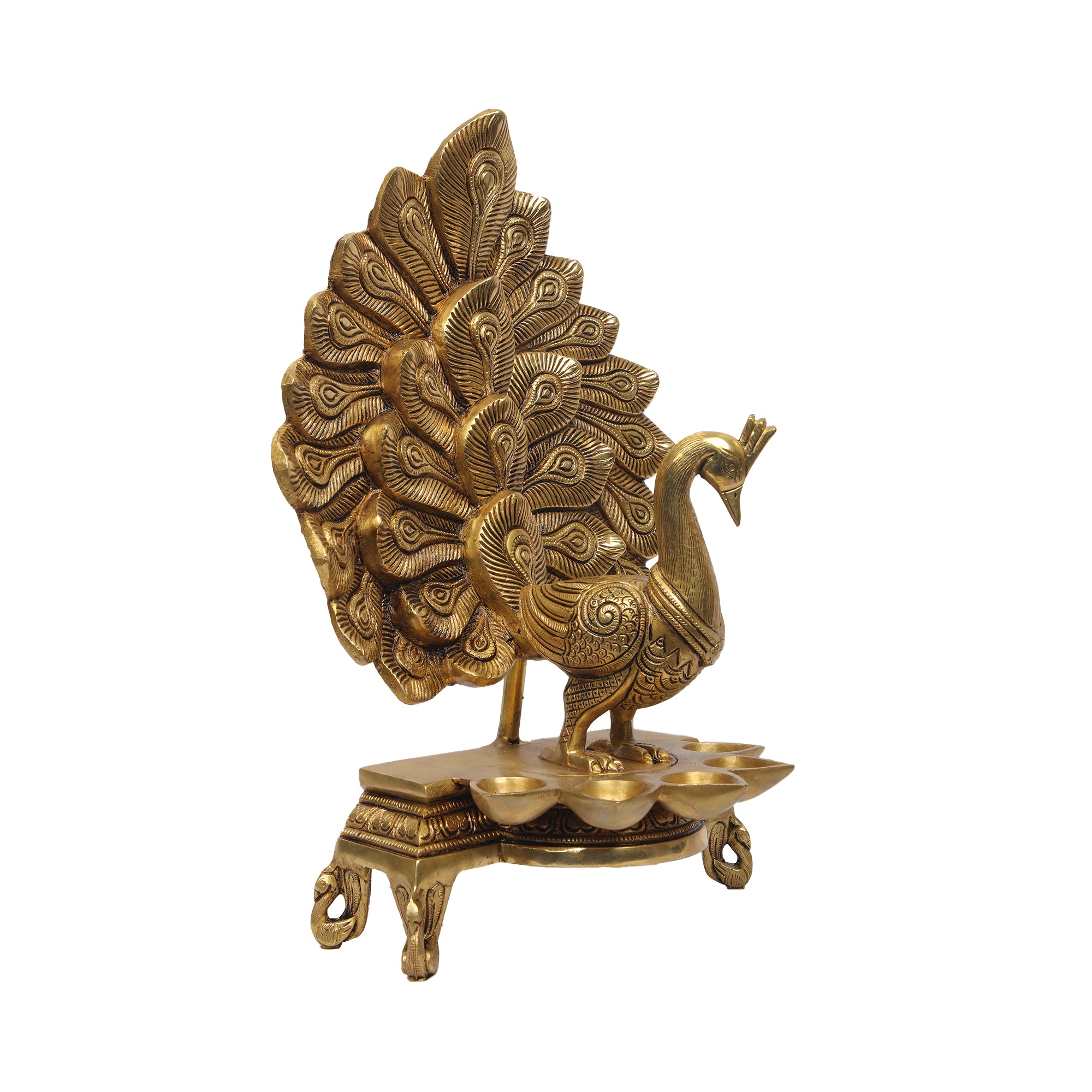 Brass Peacock Deepak Stand