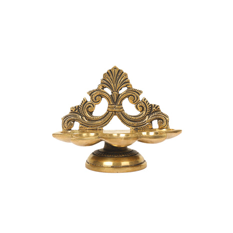 Handcrafted Brass Panch Aarti Diya for Daily Pooja and Temple Use