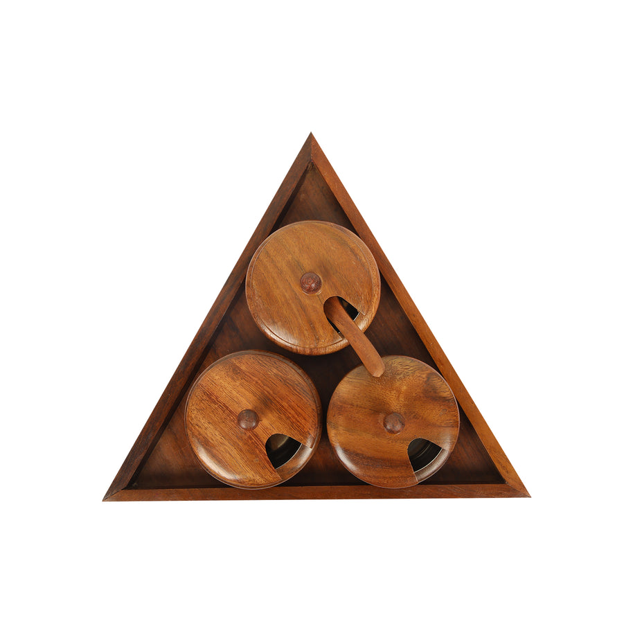 WOODEN SUGAR POT 3 IN 1