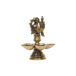 Brass Bird Lamp With 5 Diya