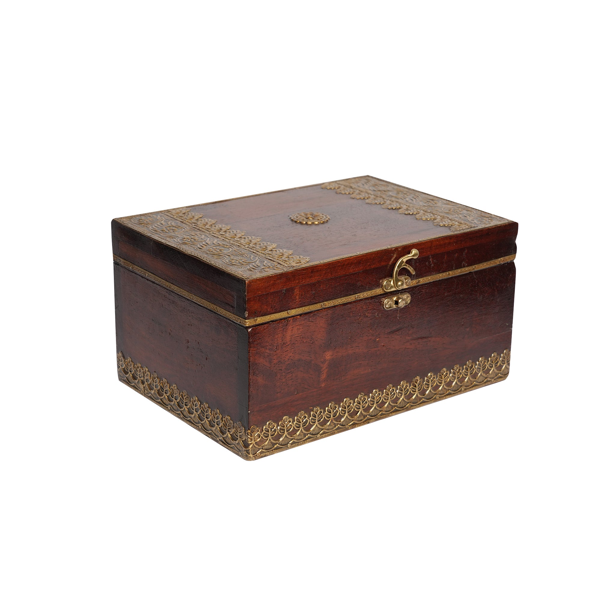 Handcrafted Wooden Brass Work Storage Box