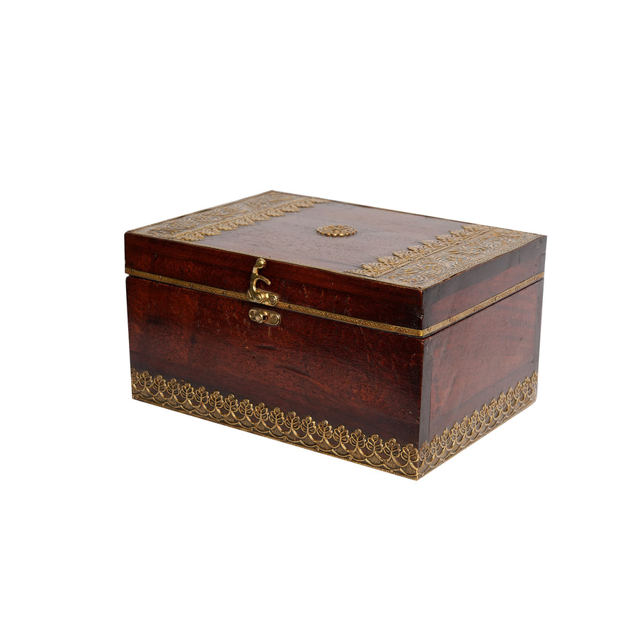 Handcrafted Wooden Brass Work Storage Box