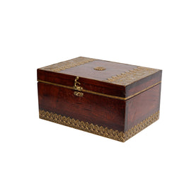 Handcrafted Wooden Brass Work Storage Box