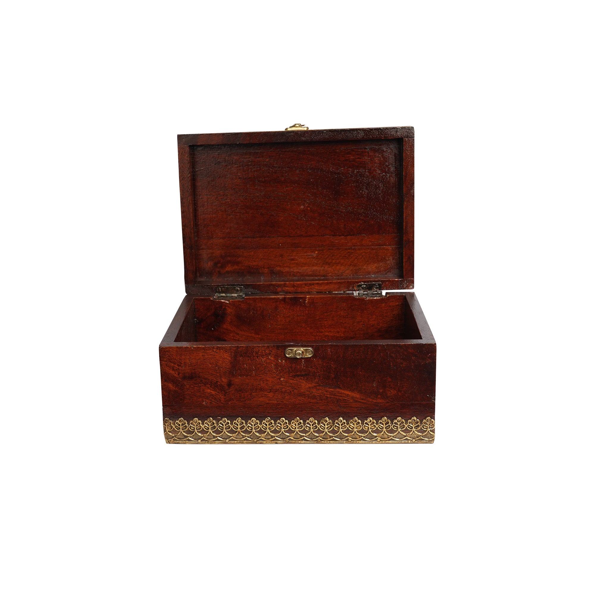 Handcrafted Wooden Brass Work Storage Box
