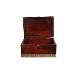 Handcrafted Wooden Brass Work Storage Box