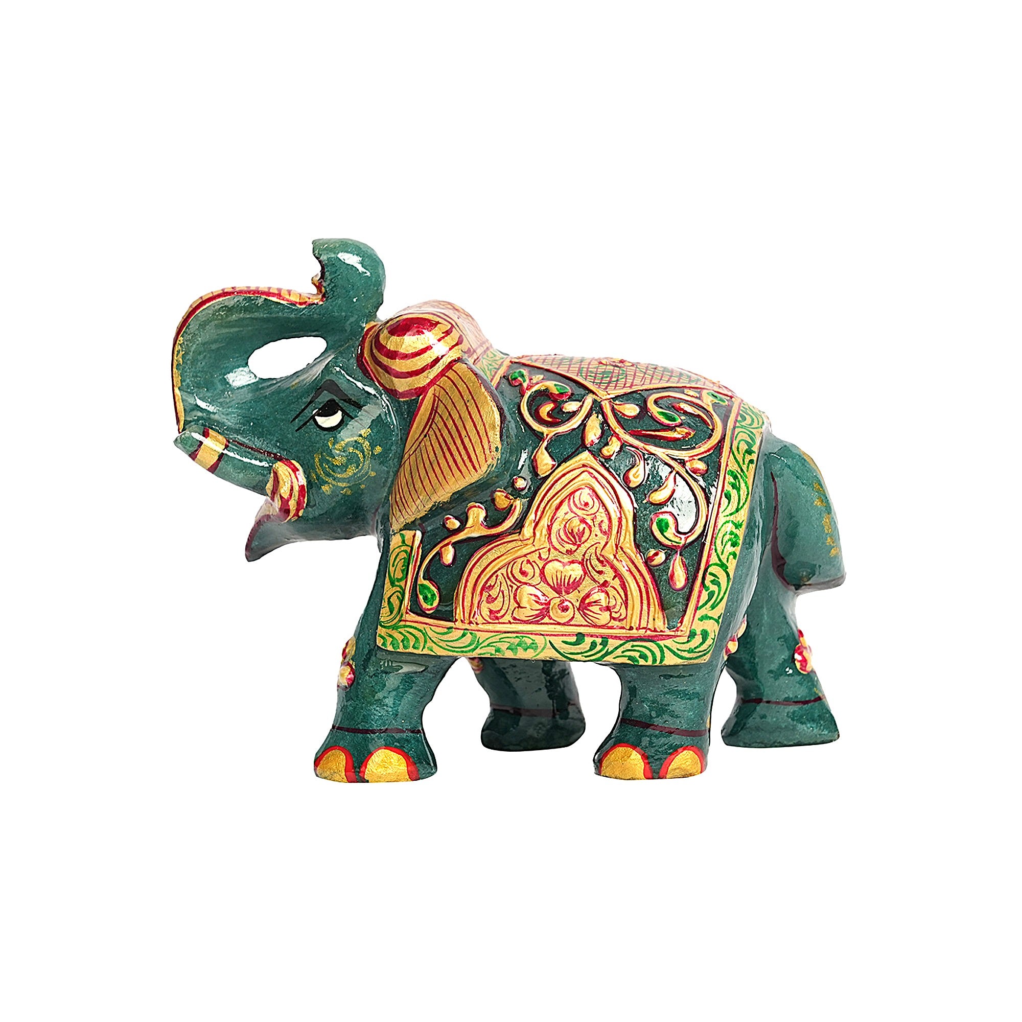 JADE GREEN ELEPHANT – TRADITIONAL HAND-PAINTED  DECORATIVE SHOWPIECE