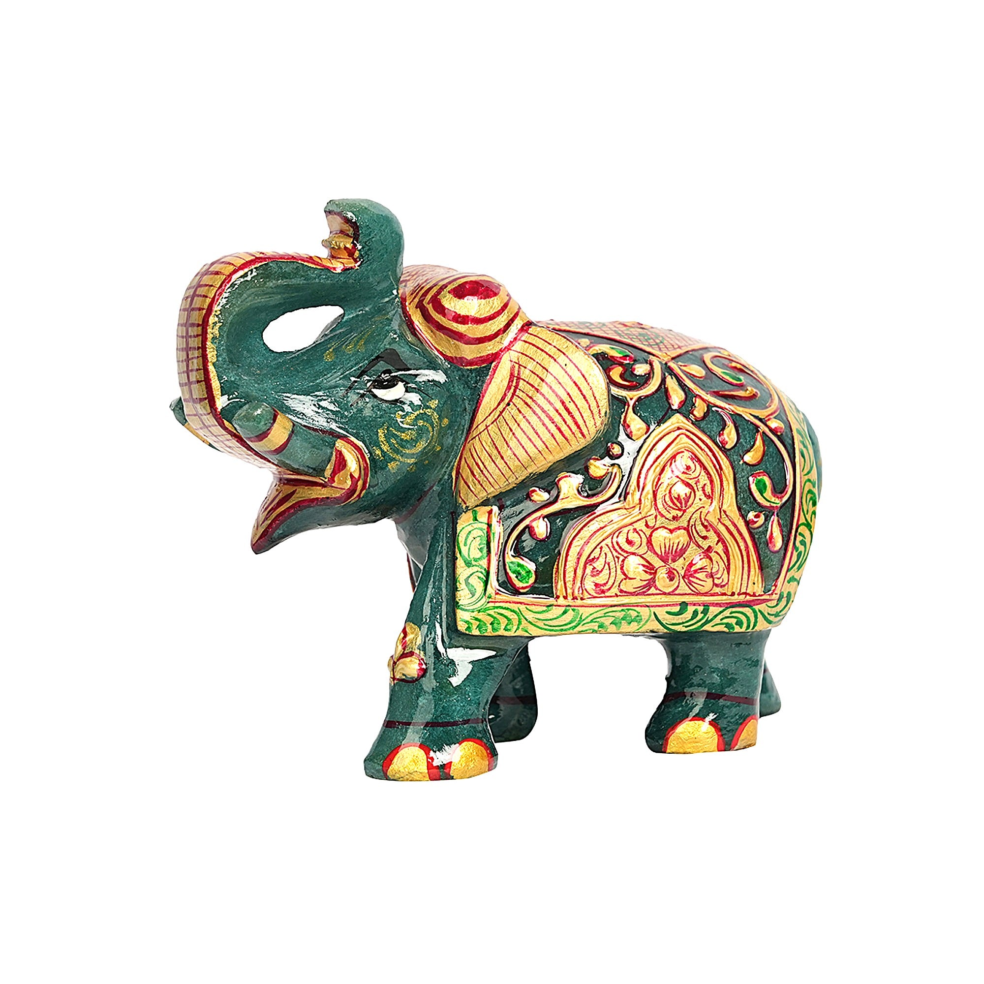 JADE GREEN ELEPHANT – TRADITIONAL HAND-PAINTED  DECORATIVE SHOWPIECE