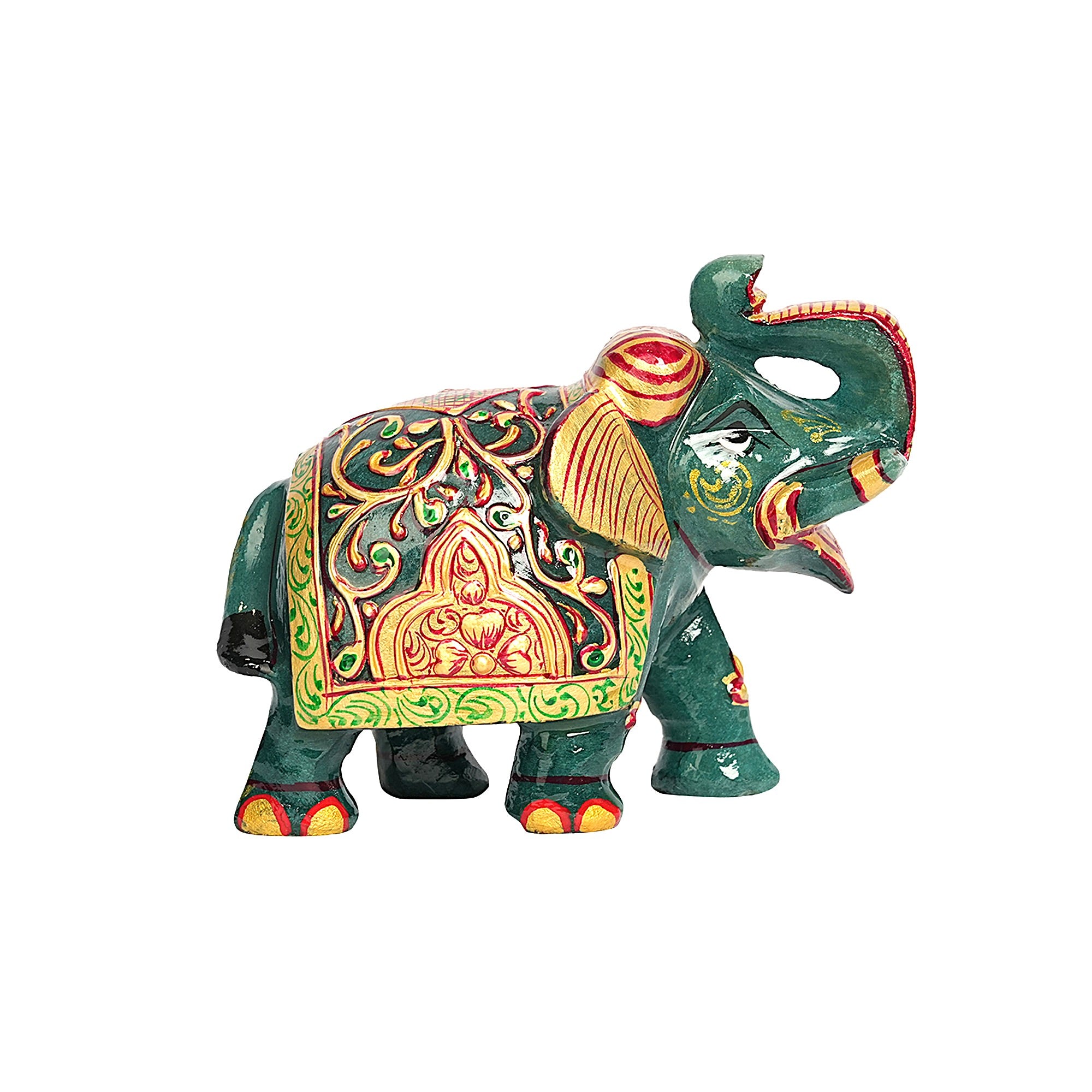 JADE GREEN ELEPHANT – TRADITIONAL HAND-PAINTED  DECORATIVE SHOWPIECE