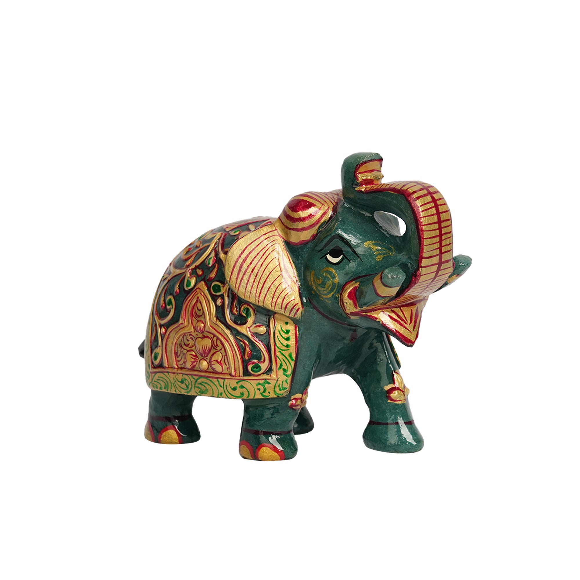 JADE GREEN ELEPHANT – TRADITIONAL HAND-PAINTED  DECORATIVE SHOWPIECE