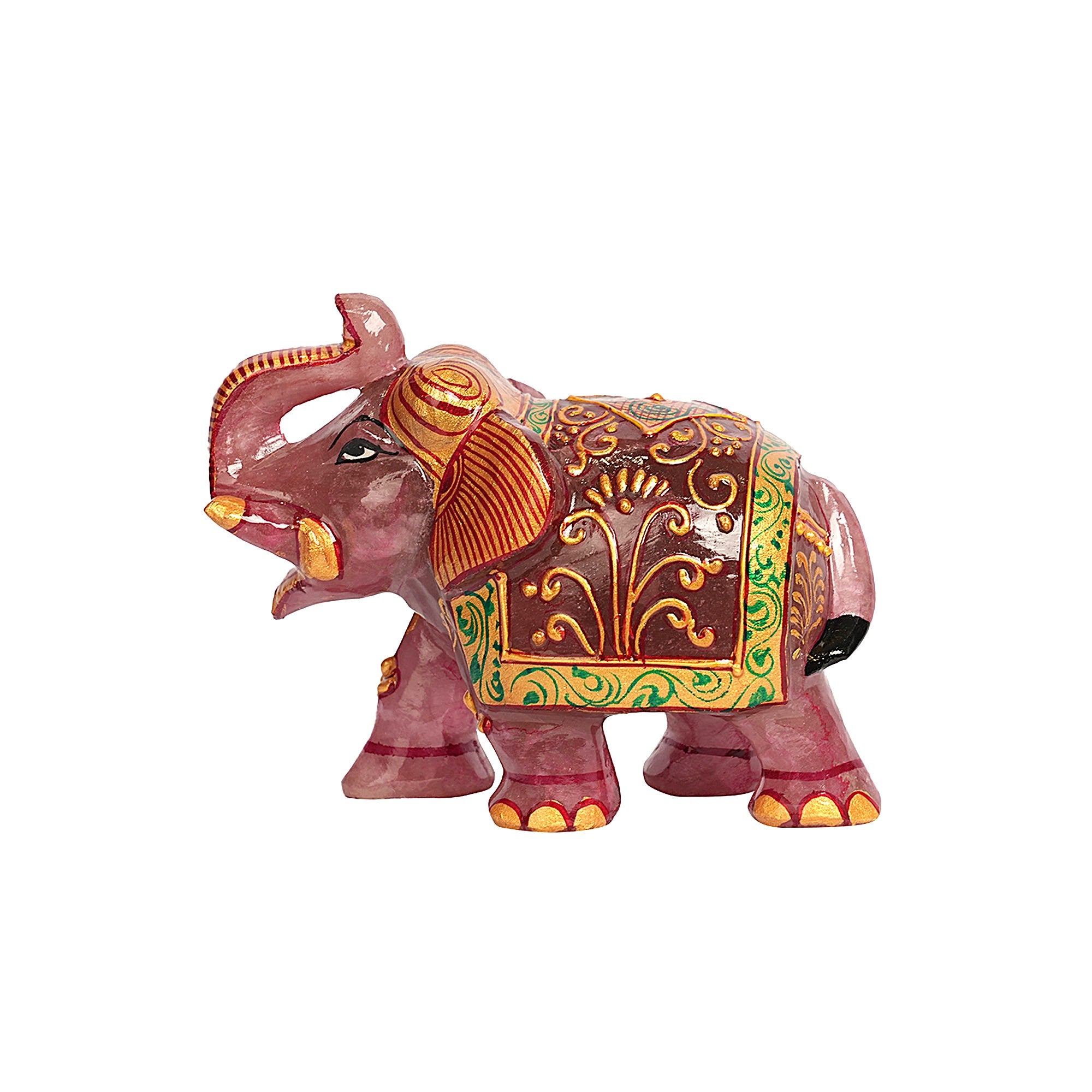 JADE PINK ELEPHANT – TRADITIONAL HAND-PAINTED  DECORATIVE SHOWPIECE
