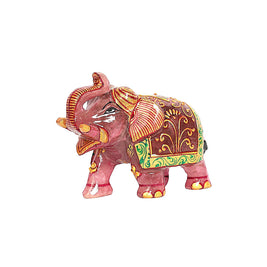 JADE PINK ELEPHANT – TRADITIONAL HAND-PAINTED  DECORATIVE SHOWPIECE