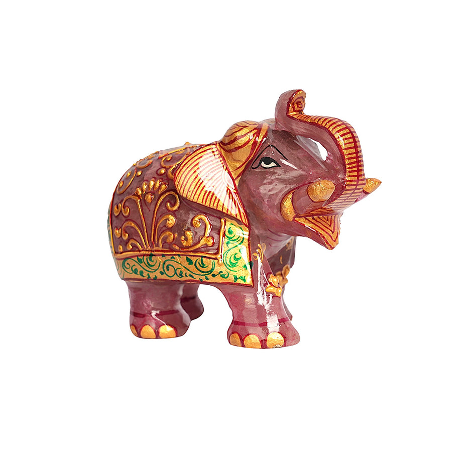 JADE PINK ELEPHANT – TRADITIONAL HAND-PAINTED  DECORATIVE SHOWPIECE