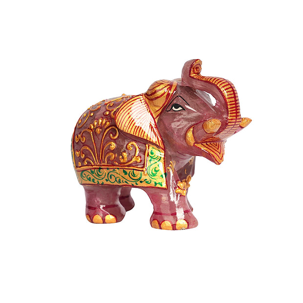JADE PINK ELEPHANT – TRADITIONAL HAND-PAINTED  DECORATIVE SHOWPIECE