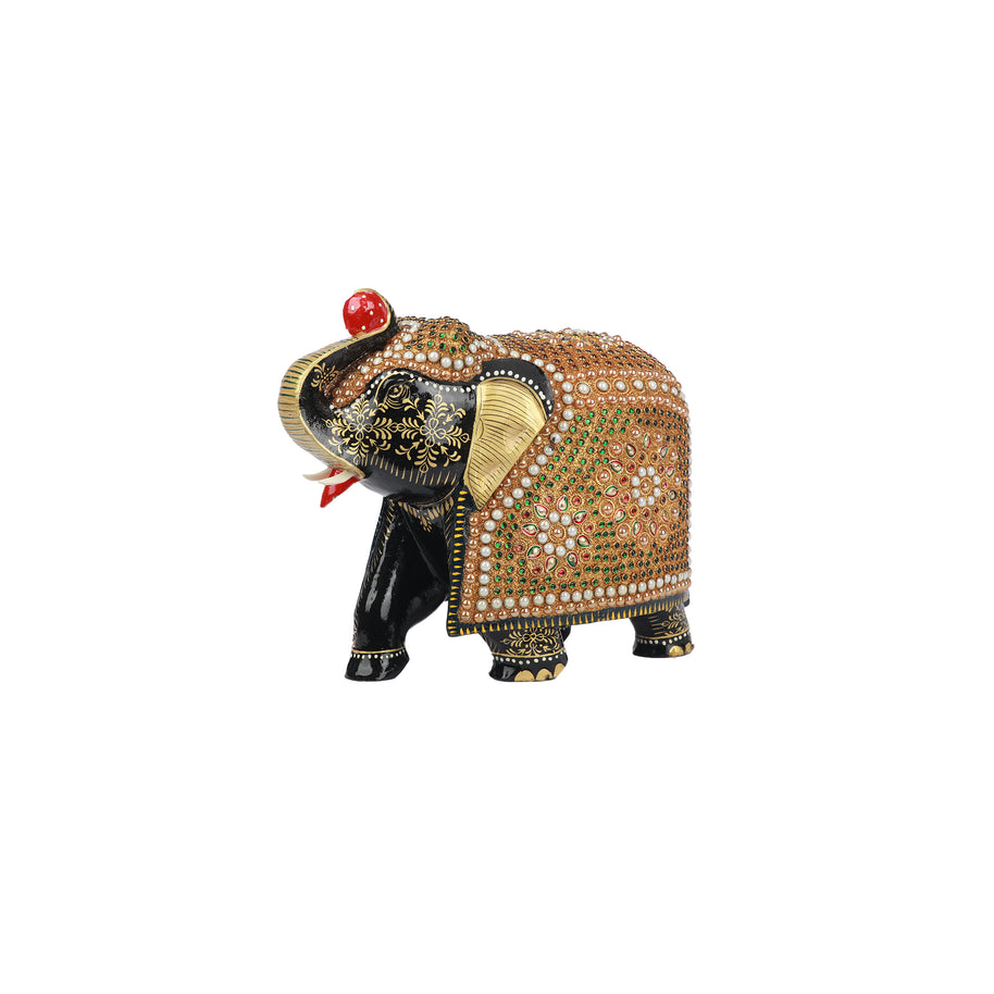 Wood Elephant Moti Work