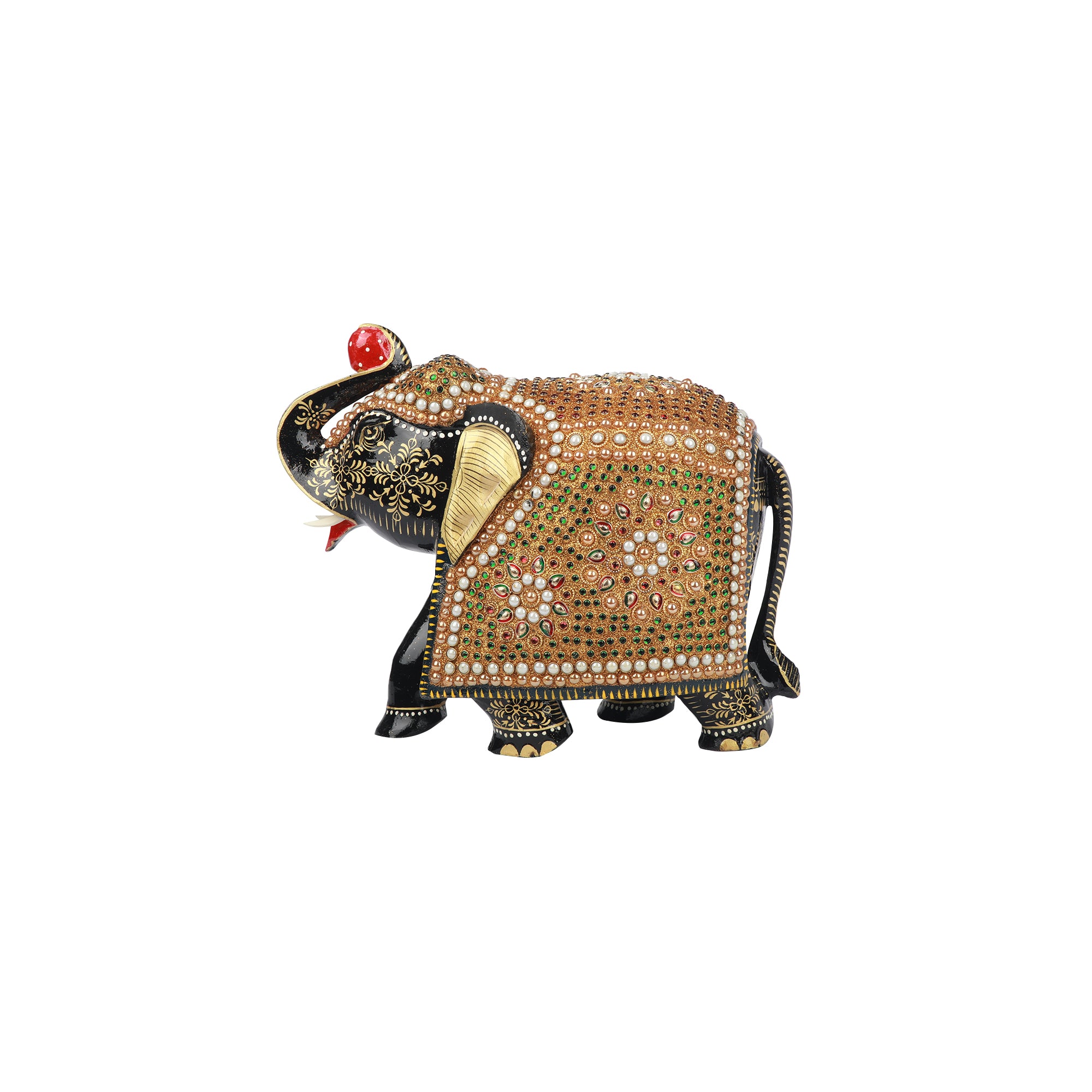 Wood Elephant Moti Work