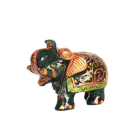 JADE ELEPHANT GREEN - TRADITIONAL HAND-PAINTED DECORATIVE SHOWPIECE