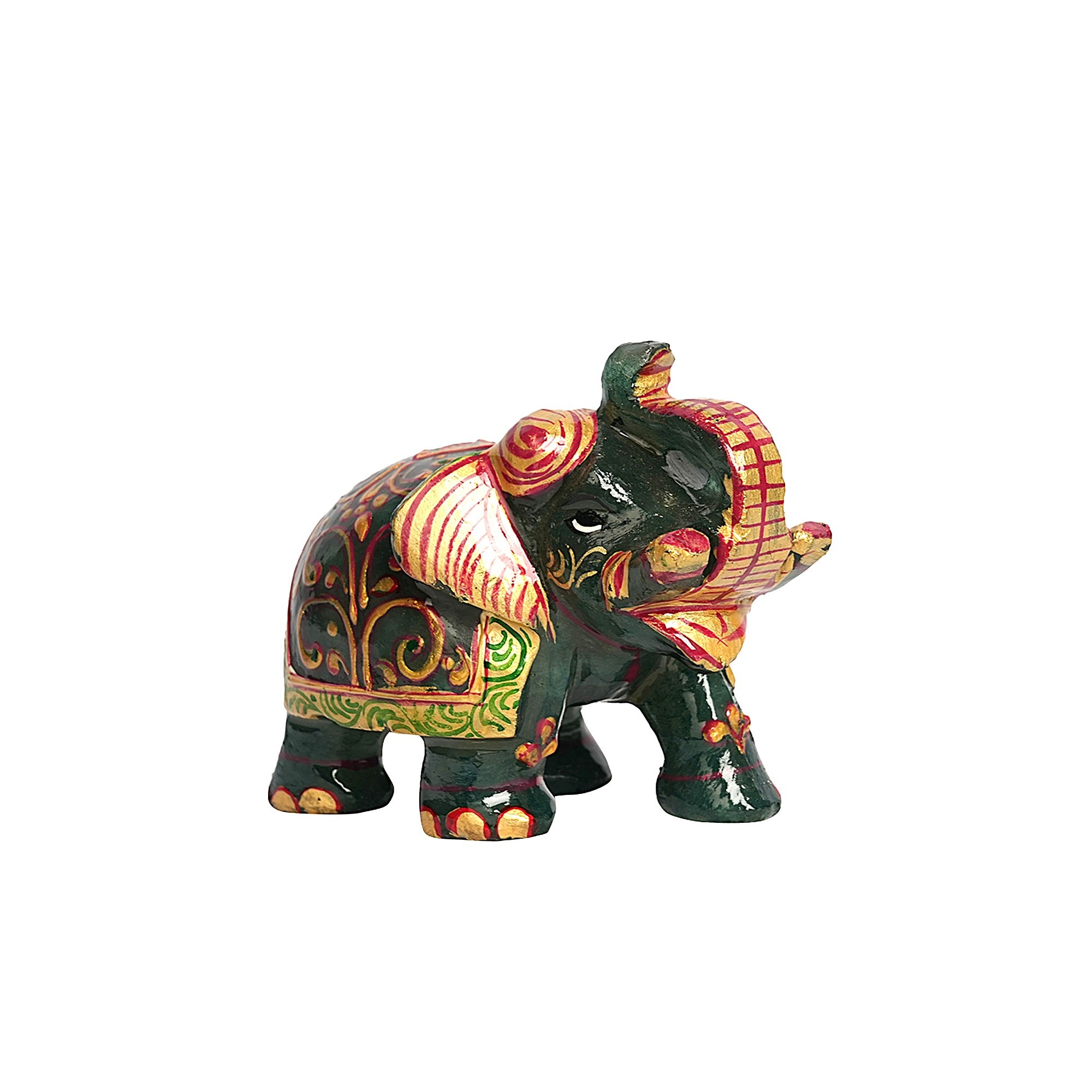 JADE ELEPHANT GREEN - TRADITIONAL HAND-PAINTED DECORATIVE SHOWPIECE