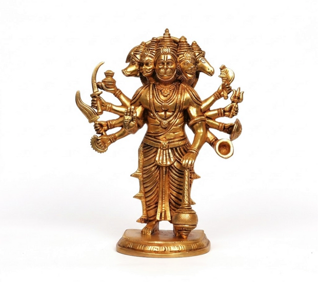 Brass Standing Panchmukhi Hanuman Idol