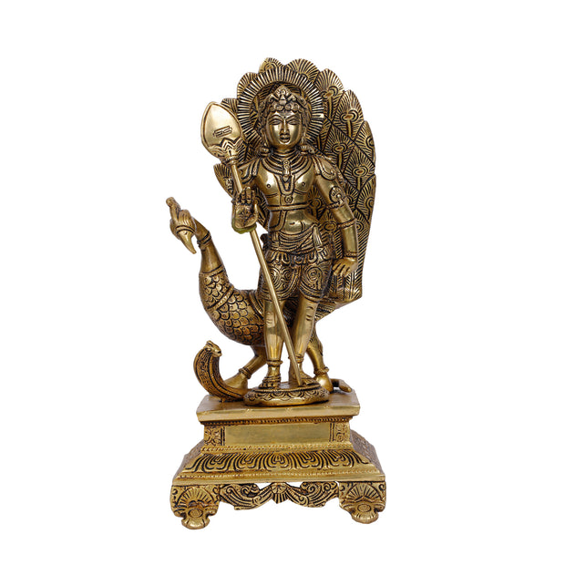 Brass Murugan with Peacock