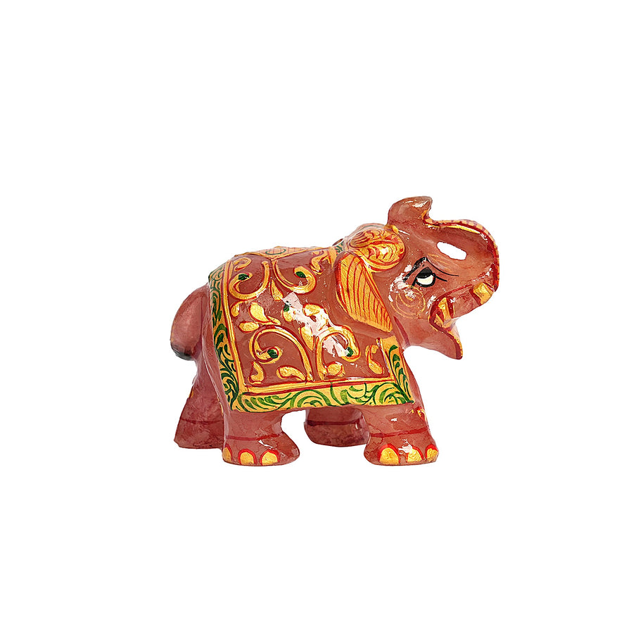 JADE PINK ELEPHANT – TRADITIONAL HAND-PAINTED  DECORATIVE SHOWPIECE