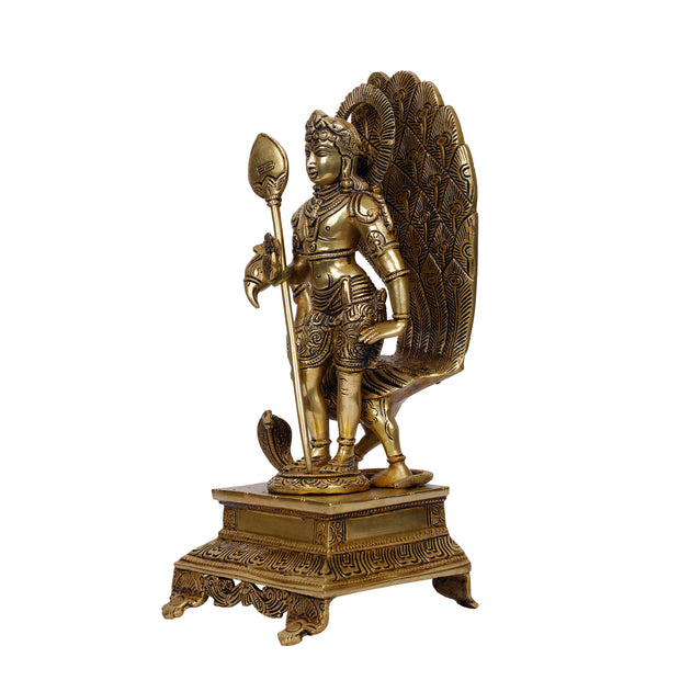 Brass Murugan with Peacock