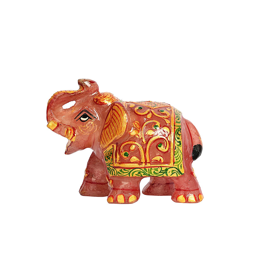 JADE PINK ELEPHANT – TRADITIONAL HAND-PAINTED  DECORATIVE SHOWPIECE