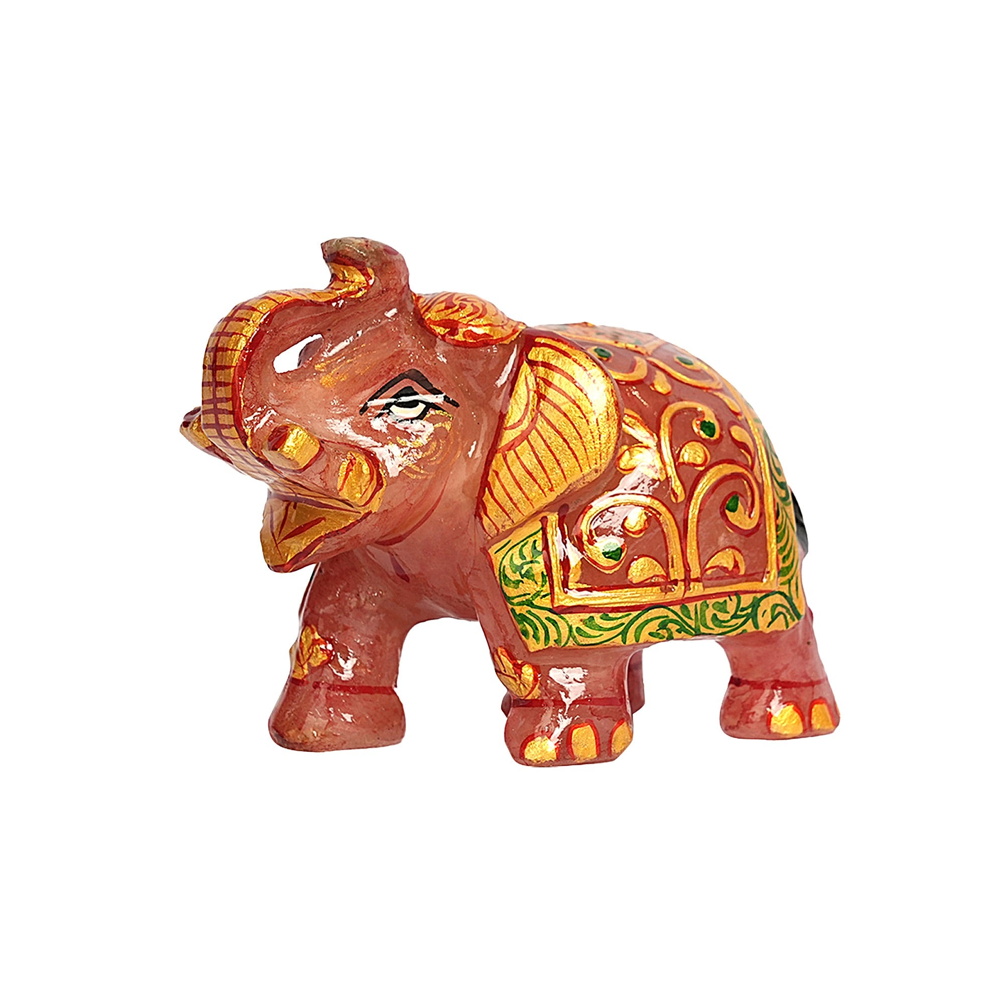 JADE PINK ELEPHANT – TRADITIONAL HAND-PAINTED  DECORATIVE SHOWPIECE