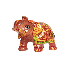 JADE PINK ELEPHANT – TRADITIONAL HAND-PAINTED  DECORATIVE SHOWPIECE