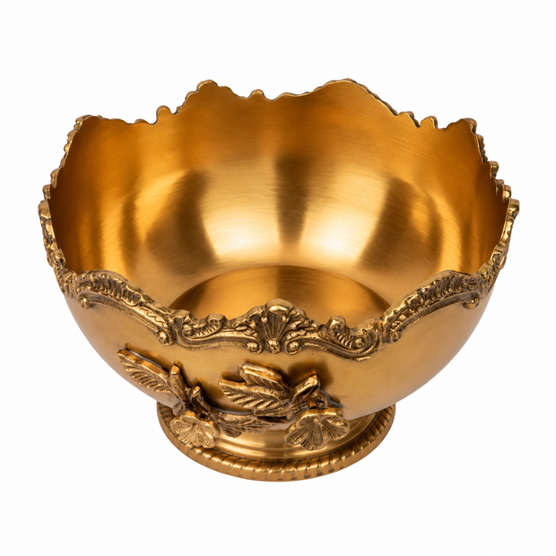 Handcrafted Brass Flower Bowl | Decorative Brass Bowl – 4" Height