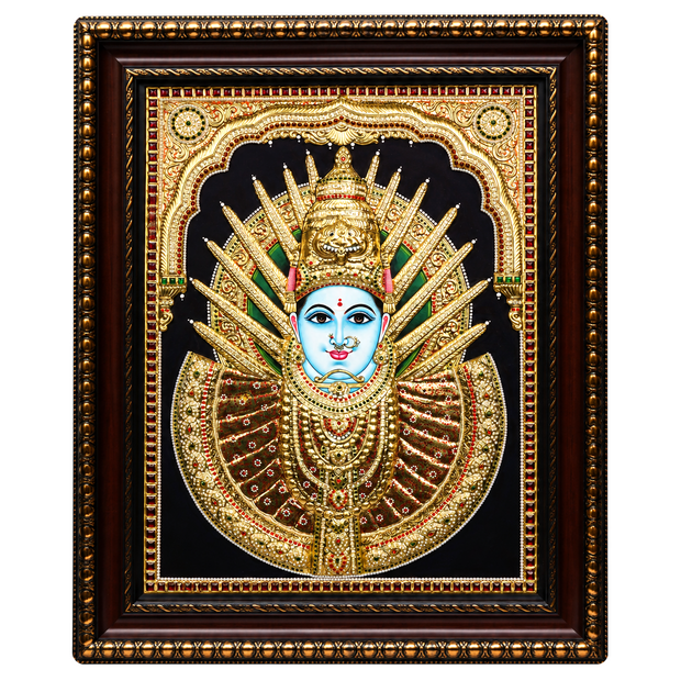 Yellamma Devi Tanjore Painting 24x18 Inches | Handmade 22K Gold Foil Wall Art