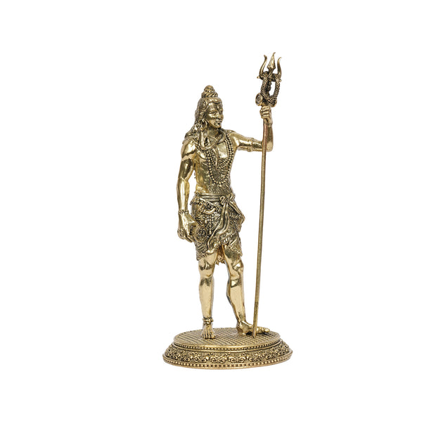 Brass Standing Shiva Idol | Handcrafted Sacred Pooja Statue – 6.5" Height