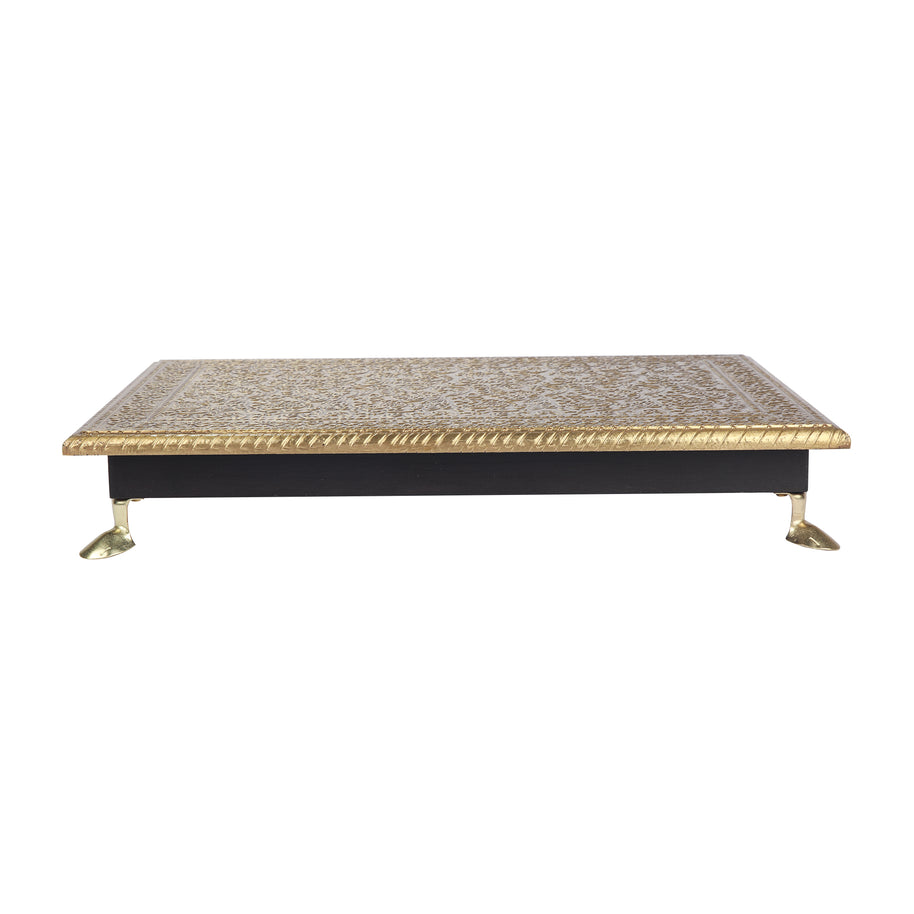 Wooden Brass work pooja chowki