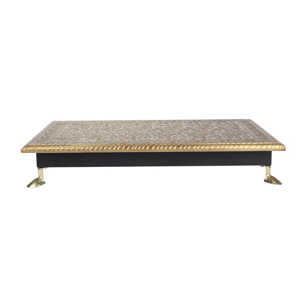 Wooden Brass work pooja chowki
