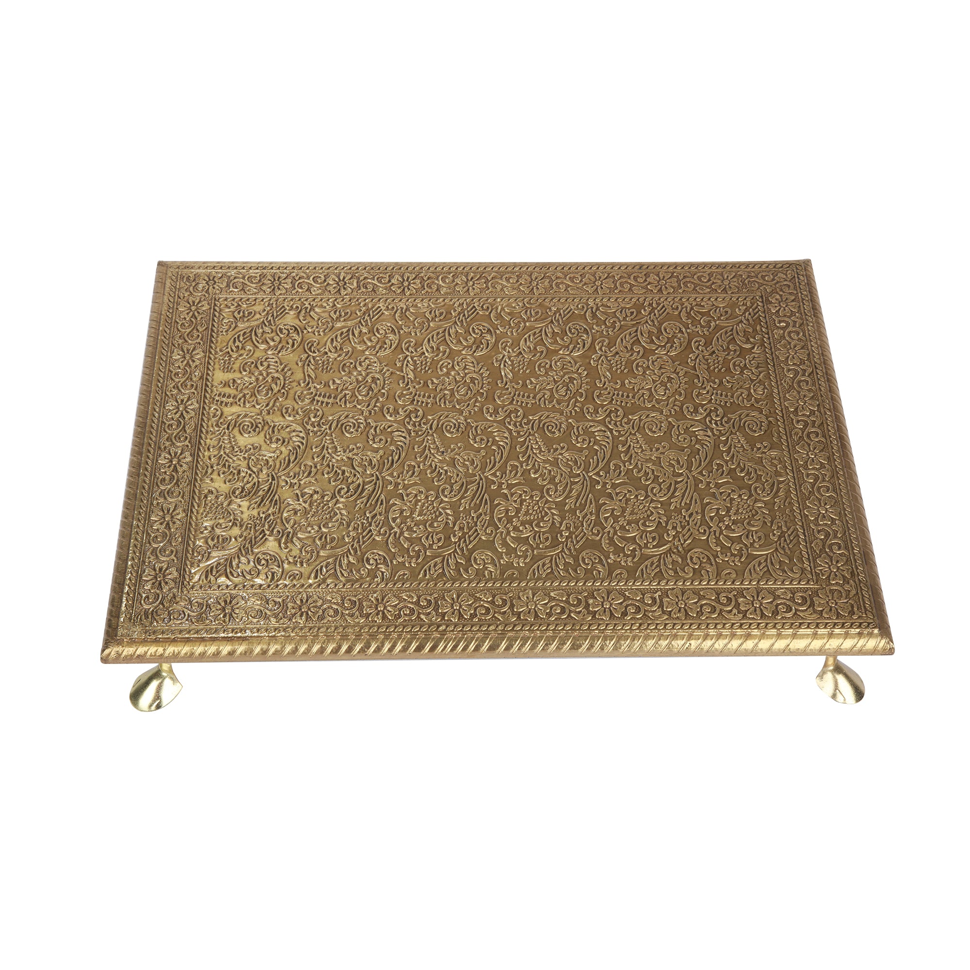 Wooden Brass work pooja chowki