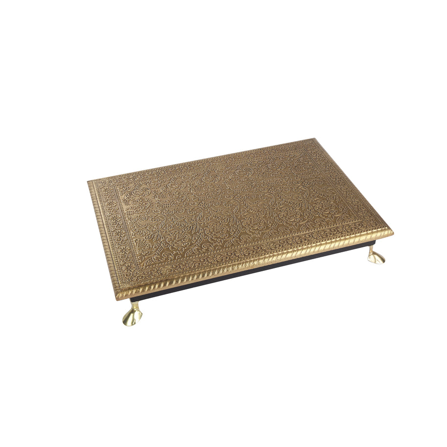 Wooden Brass work pooja chowki