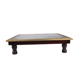 Wood 18x18 Chowki Half Brass