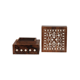 WOODEN INLAY MINI STORAGE BOX