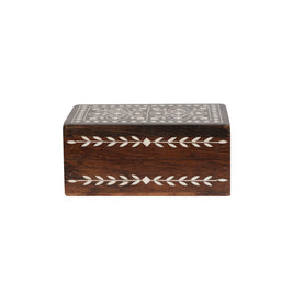 WOODEN INLAY RECTANGULAR STORAGE BOX
