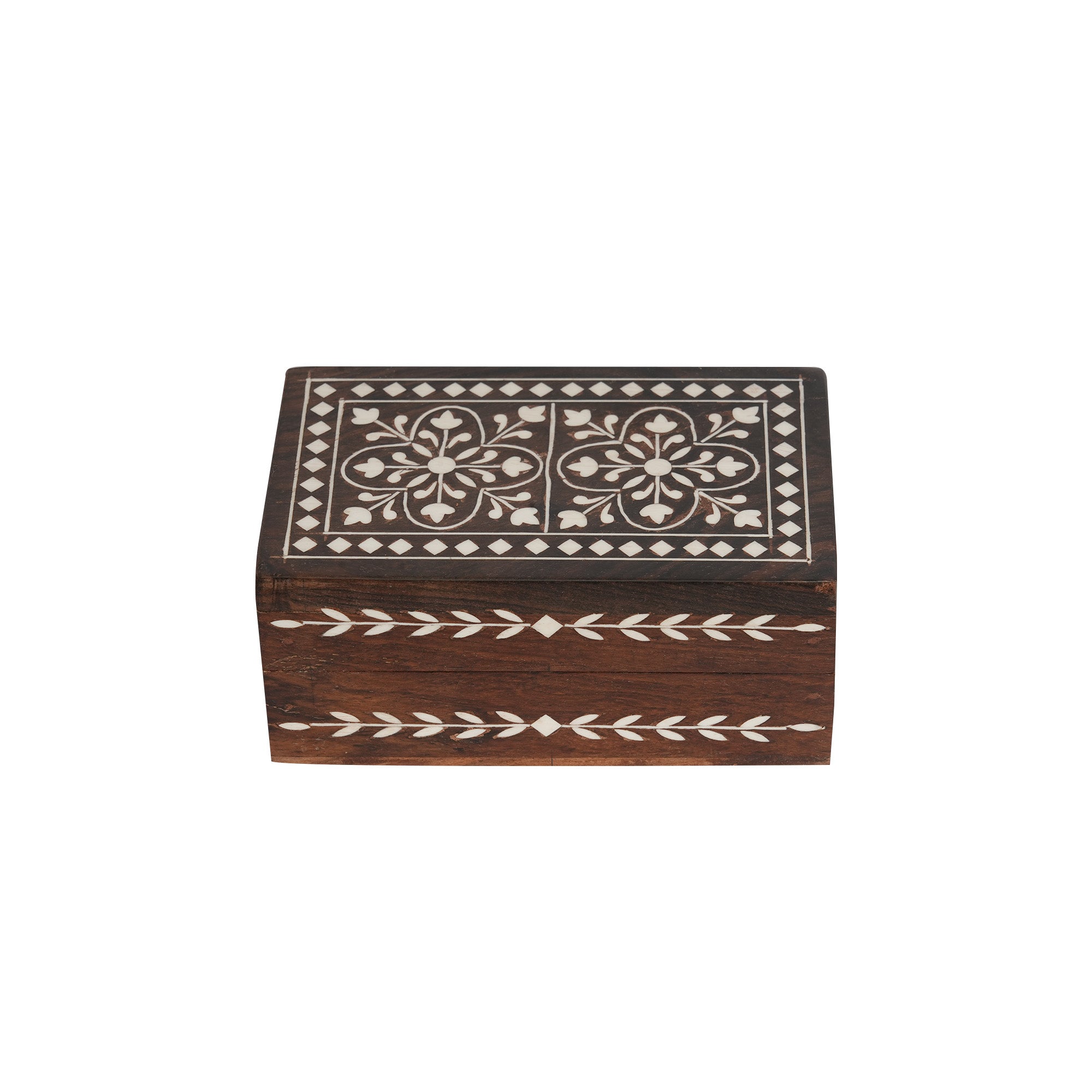 WOODEN INLAY RECTANGULAR STORAGE BOX