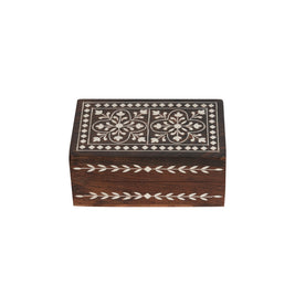 WOODEN INLAY RECTANGULAR STORAGE BOX