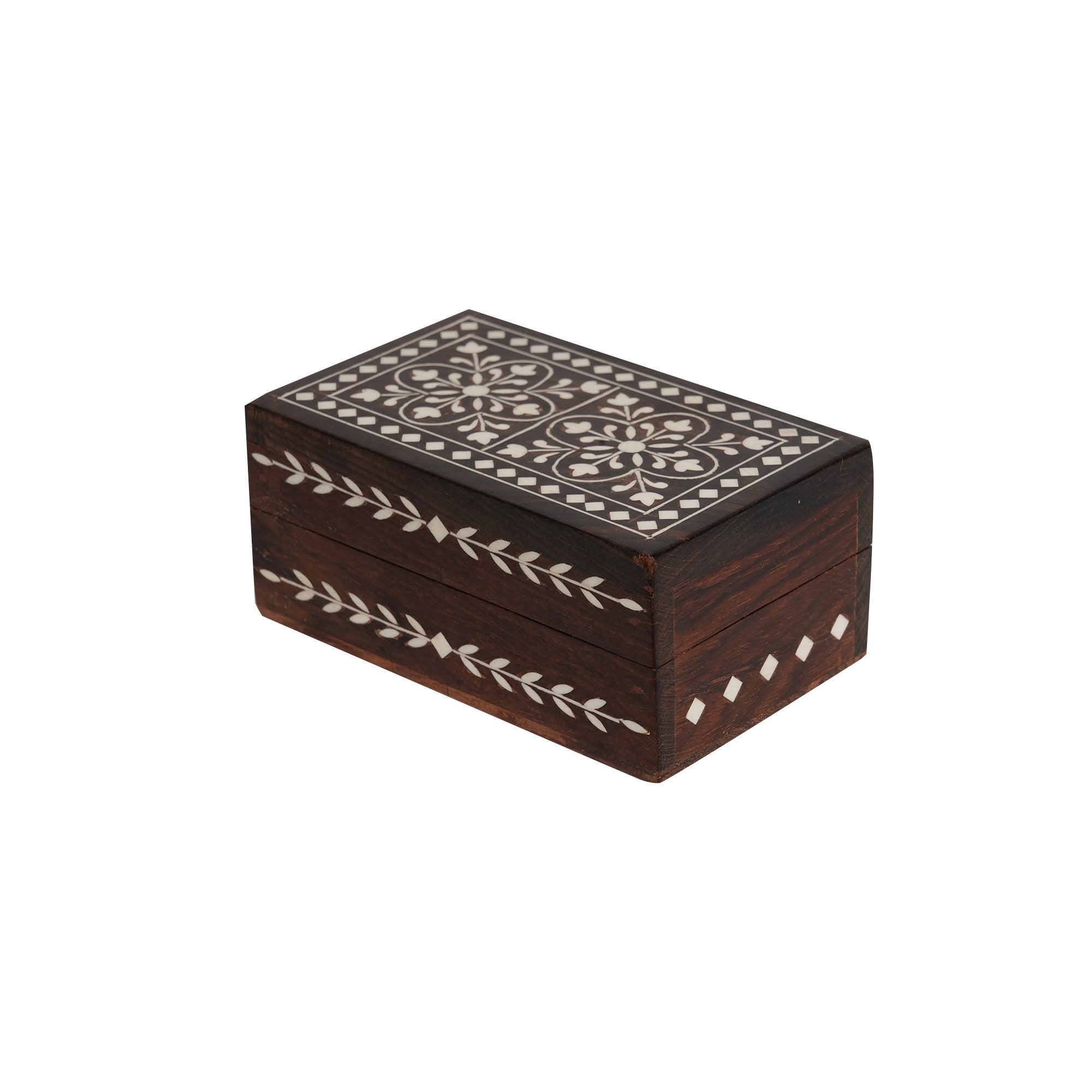 WOODEN INLAY RECTANGULAR STORAGE BOX