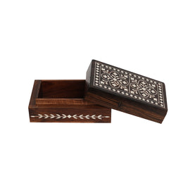 WOODEN INLAY RECTANGULAR STORAGE BOX