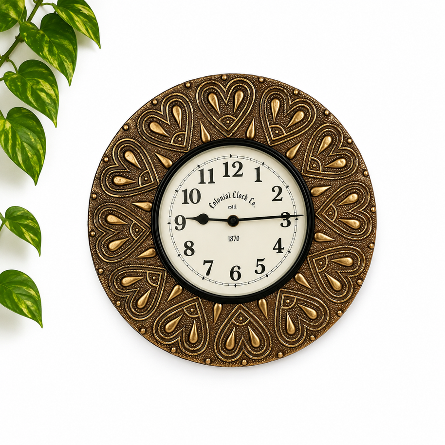 ANTIQUE BRASS FINISH DECORATIVE WALL CLOCK