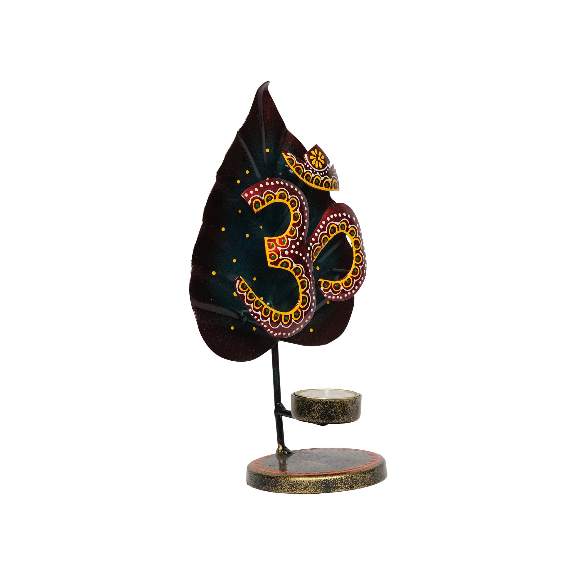 Handcrafted Om Leaf Tealight Candle Holder
