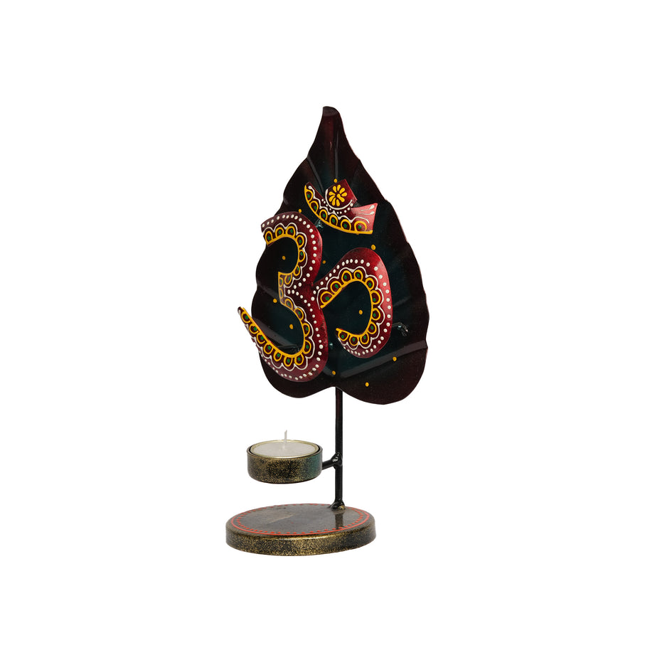 Handcrafted Om Leaf Tealight Candle Holder