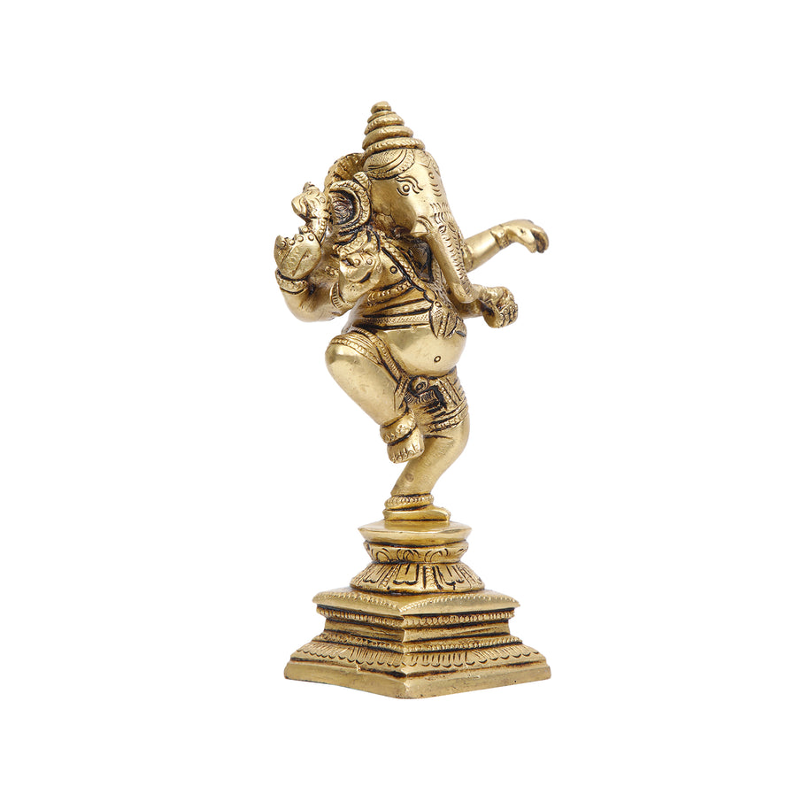 Handcrafted Brass Dancing Ganesha Idol