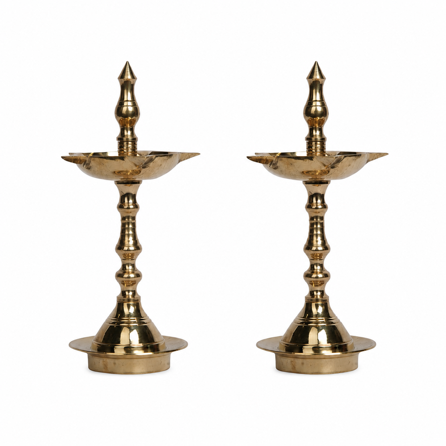 Brass Kerala Oil Lamp for Pooja And Home Decor Pair